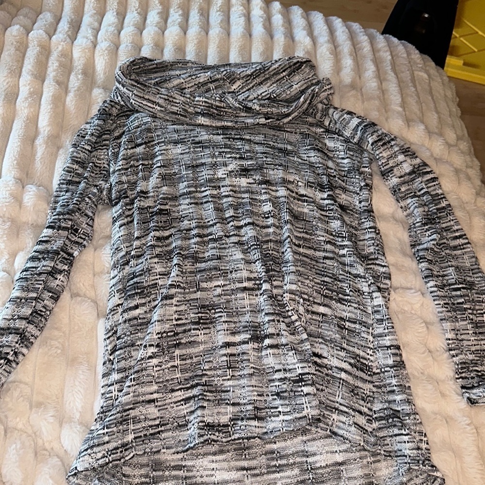 Size small blue and cream, Cowell neck, long sleeve sweater shirt